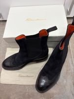 Santoni Chelsea Boots, Leder-Wildleder-Mix, navy