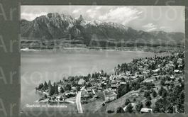 AK sw Oberhofen BE Thunersee,Stockhornkette ≈ 1950
