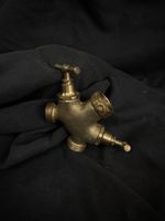 Brass water tap fitting T-piece antique used condition