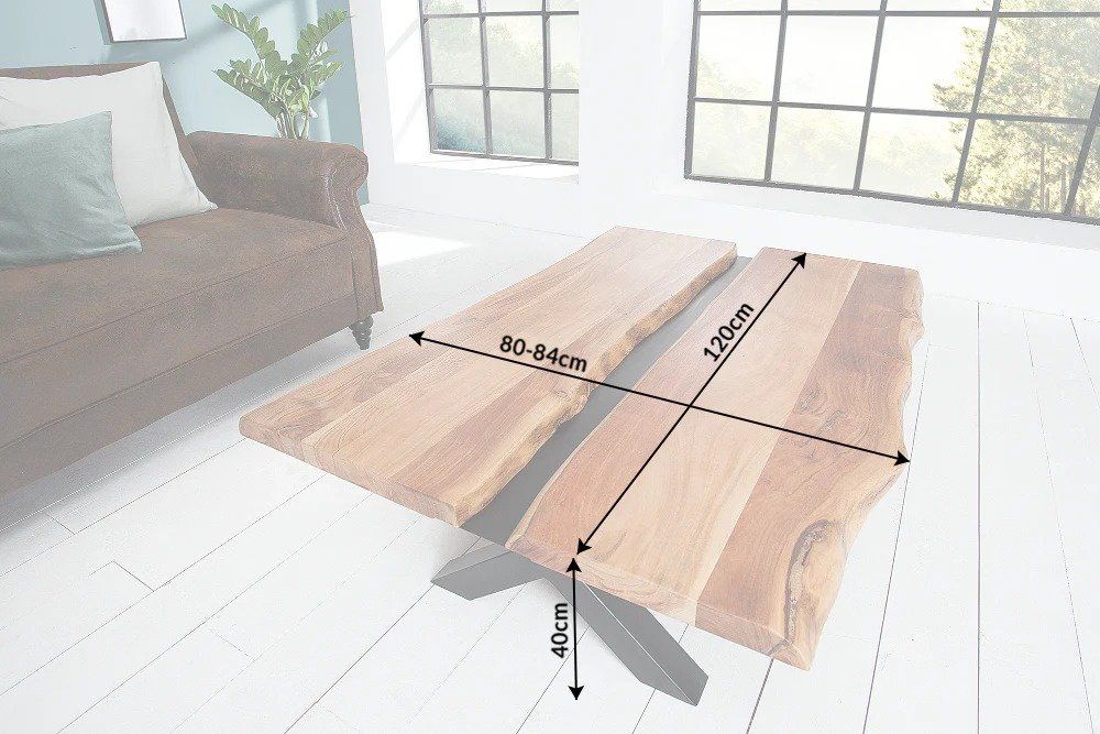 Massivholz Couchtisch Akazienholz - Echte Baumkante 120cm | Kaufen Auf ...