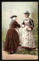AK Wallis, Evolenerinnen in Tracht, 1914