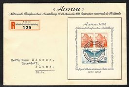 1938, W11, Block Aarau auf sauberem R-FDC (14638)