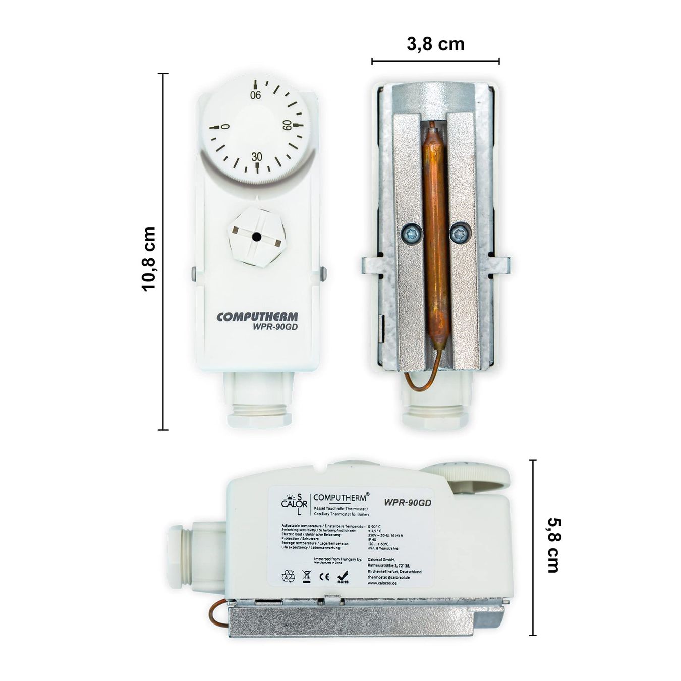 Componenti elettronici: Anlegethermostat Rohrthermostat WPR-90GD – Nuovo e nell'imballaggio originale da Grengiols venduto da Petgro 1