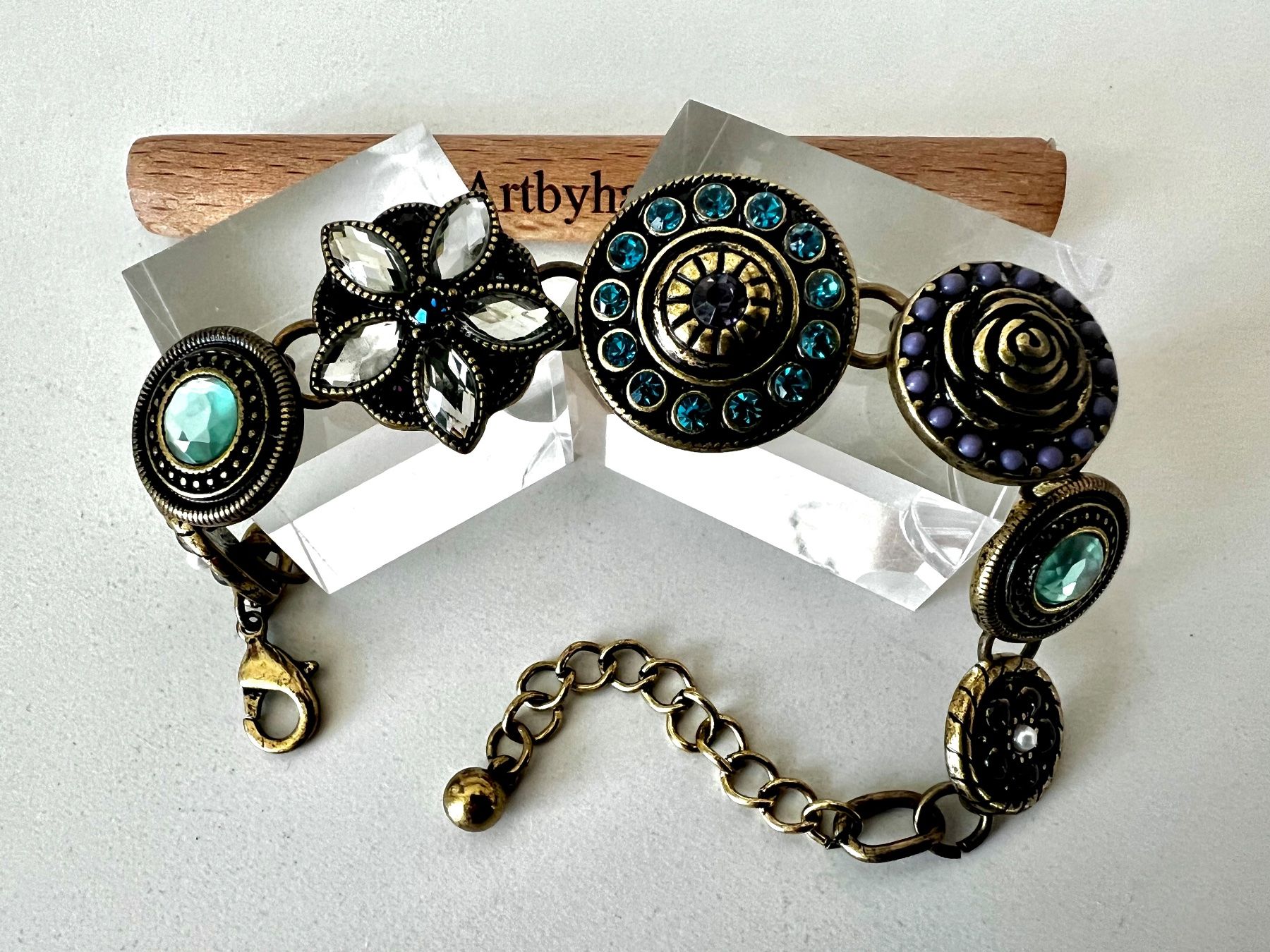 Bracciali & Braccialetti: COOLES GLITZER ARMBAND AUS MESSING – Usato da Ruswil venduto da artbyhand 5