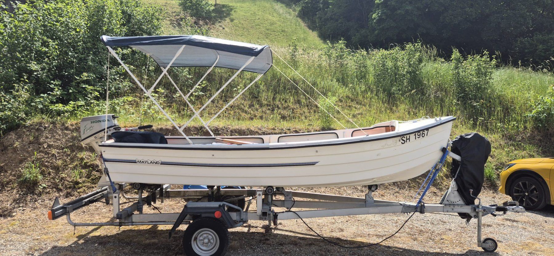 Honda Barche: Motorboot mit Honda Aussenborder und Sommer-Verdeck ab CH – Usato da Schaffhausen venduto da vic_tbg2