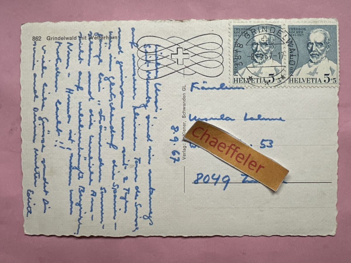 Cartoline postali: 1967 Grindelwald mit Wetterhorn  – Usato da Zürich venduto da Chaeffeler 1
