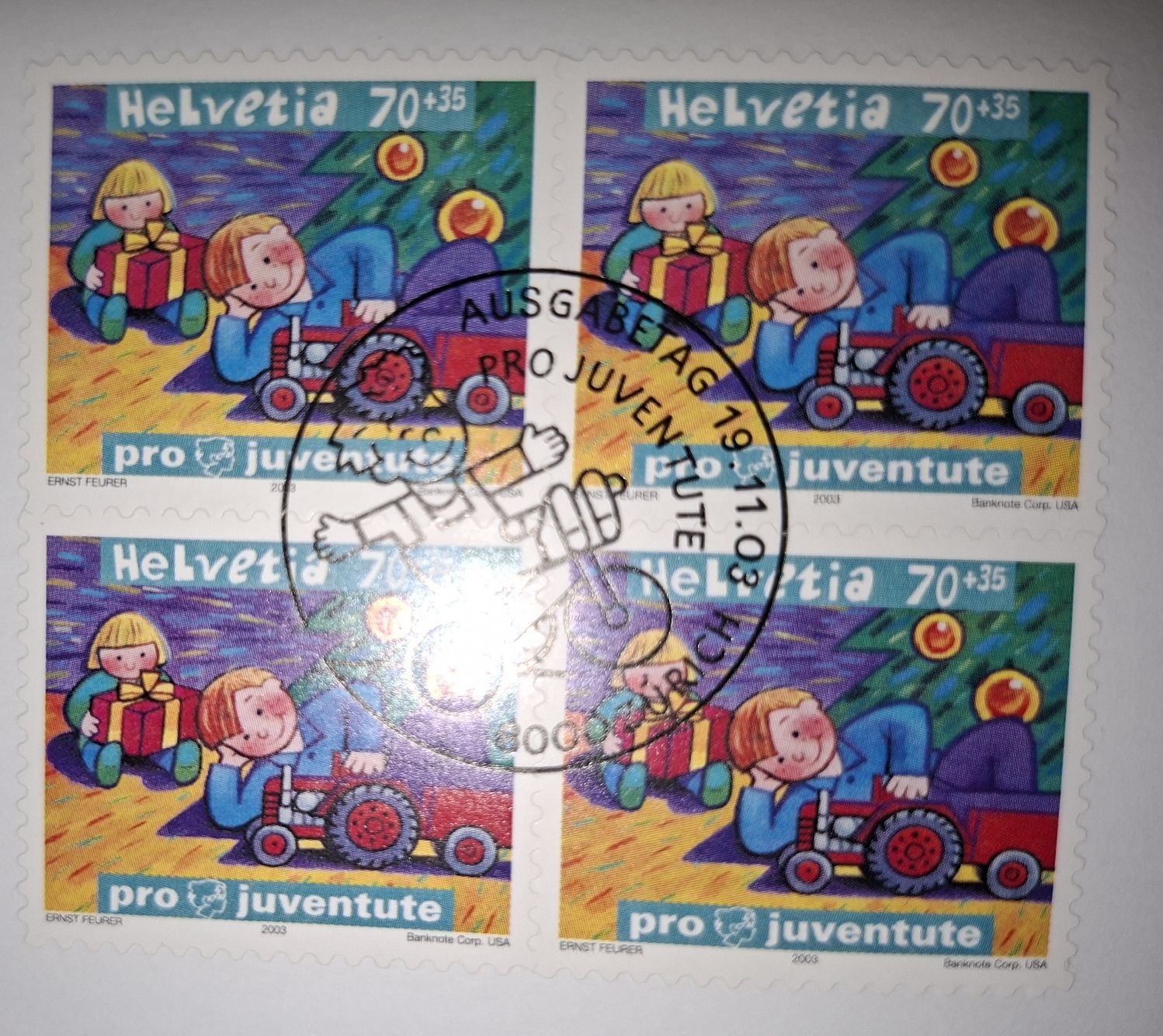 Tutti i francobolli: Pro Juventute FDC 4er Blocks 2003 – Usato da Balgach venduto da SIMEON27 3