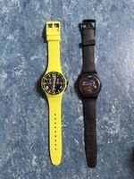Swatch Uhren gelb schwarz gebraucht