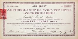 AB HJ. Wikvist's Eftr. Snickerifabrik, Linköping - 1936