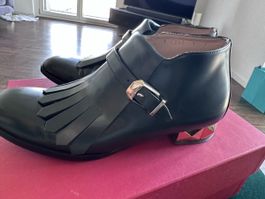 Valentino Garavani Ankle Boots Leder Grösse 37 Dunkelgrün