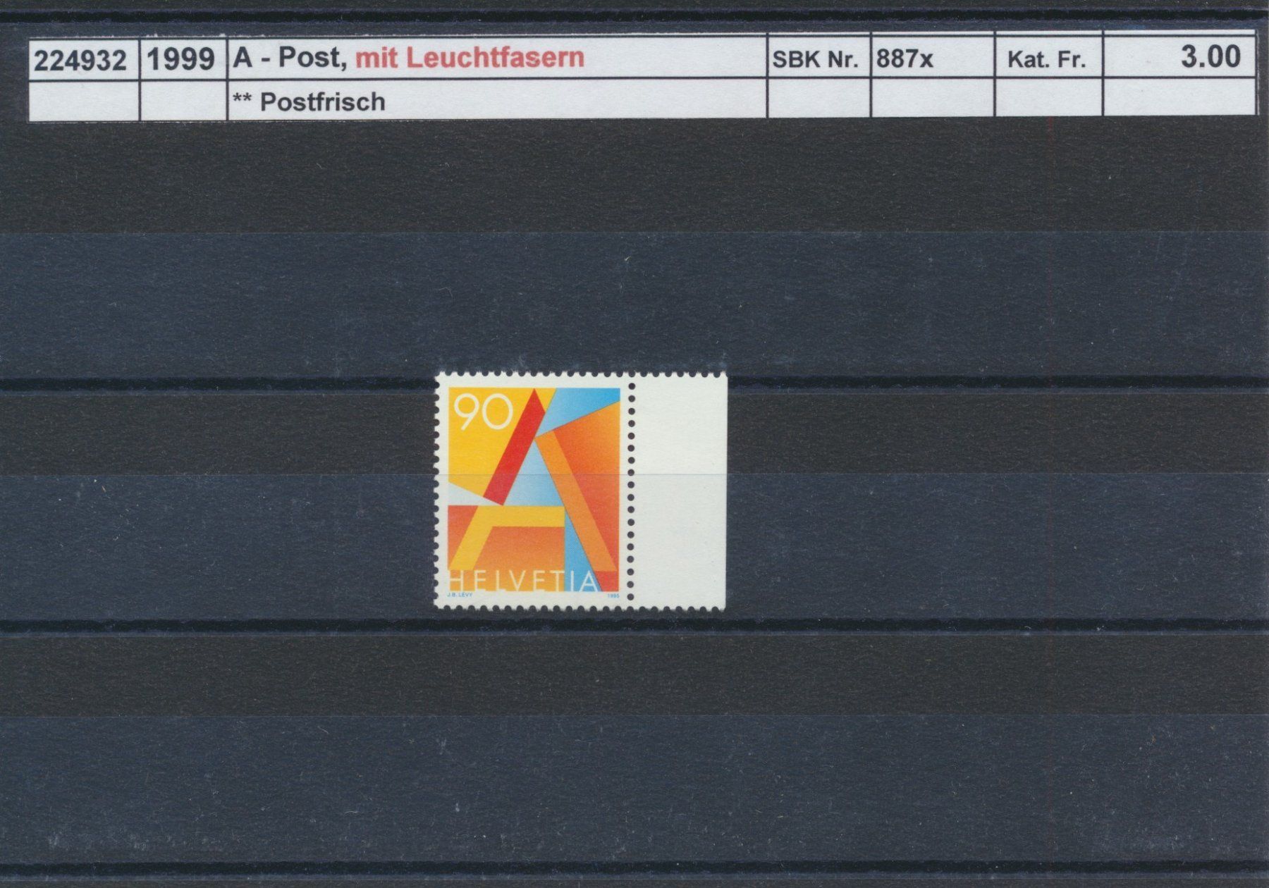 Tous les timbres: 1999 "A - Post", mit Leuchtfasern, ** postfrisch – Neuf (Voir description) à Winterthur par Zupogeru