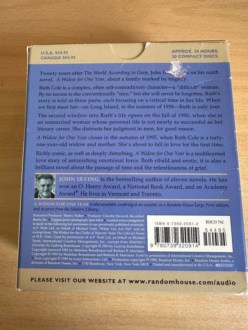 Audiolibri: John Irving - A Widow For One Year - 20 CDs - Englisch – Usato da Rikon im Tösstal venduto da Alpenmutz 1