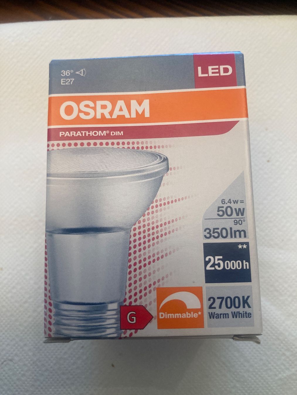 Lampen: OSRAM LED-Leuchtmittel – PARATHOM DIM E27, 6.4W - PAR 20 – Gebraucht aus Rothrist von Teddy9915