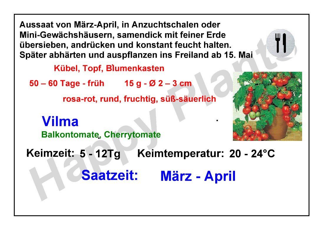 Piante & sementi: Vilma - Balkontomate / Cherrytomate - 20 Samen – Nuovo e nell'imballaggio originale da Sumiswald venduto da Cham14559 2