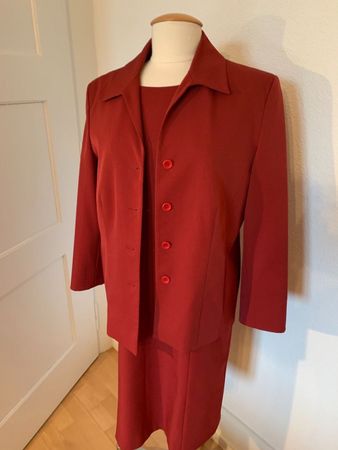 Damen 2 Piece, Kleid + Blazer, Gr. 40, Bordeaux