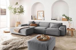 Ecksofa Eastport in Cord dunkelgrau links