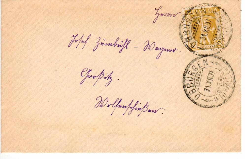 Tutti i francobolli: Kleinbrief Obbürgen NW  1907 – Usato da Wolhusen venduto da Curver9