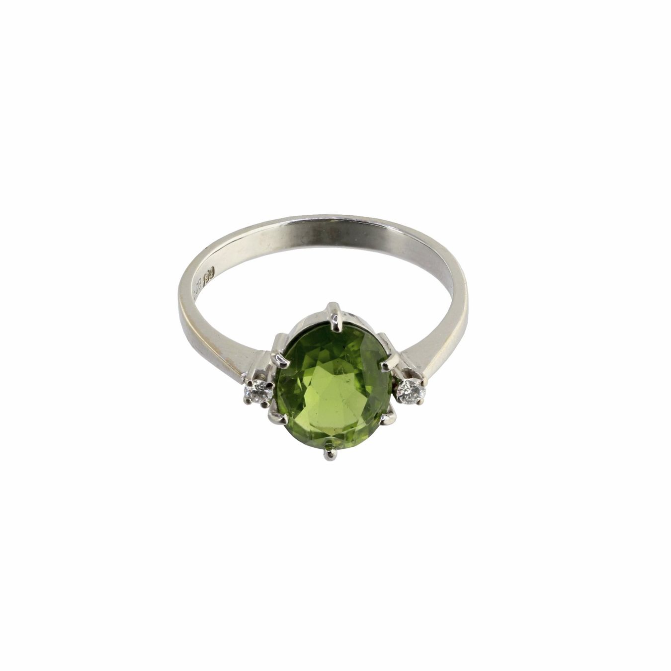 Anelli: Peridot Diamant Ring, – Usato da Zürich venduto da Vintage-Jewellery