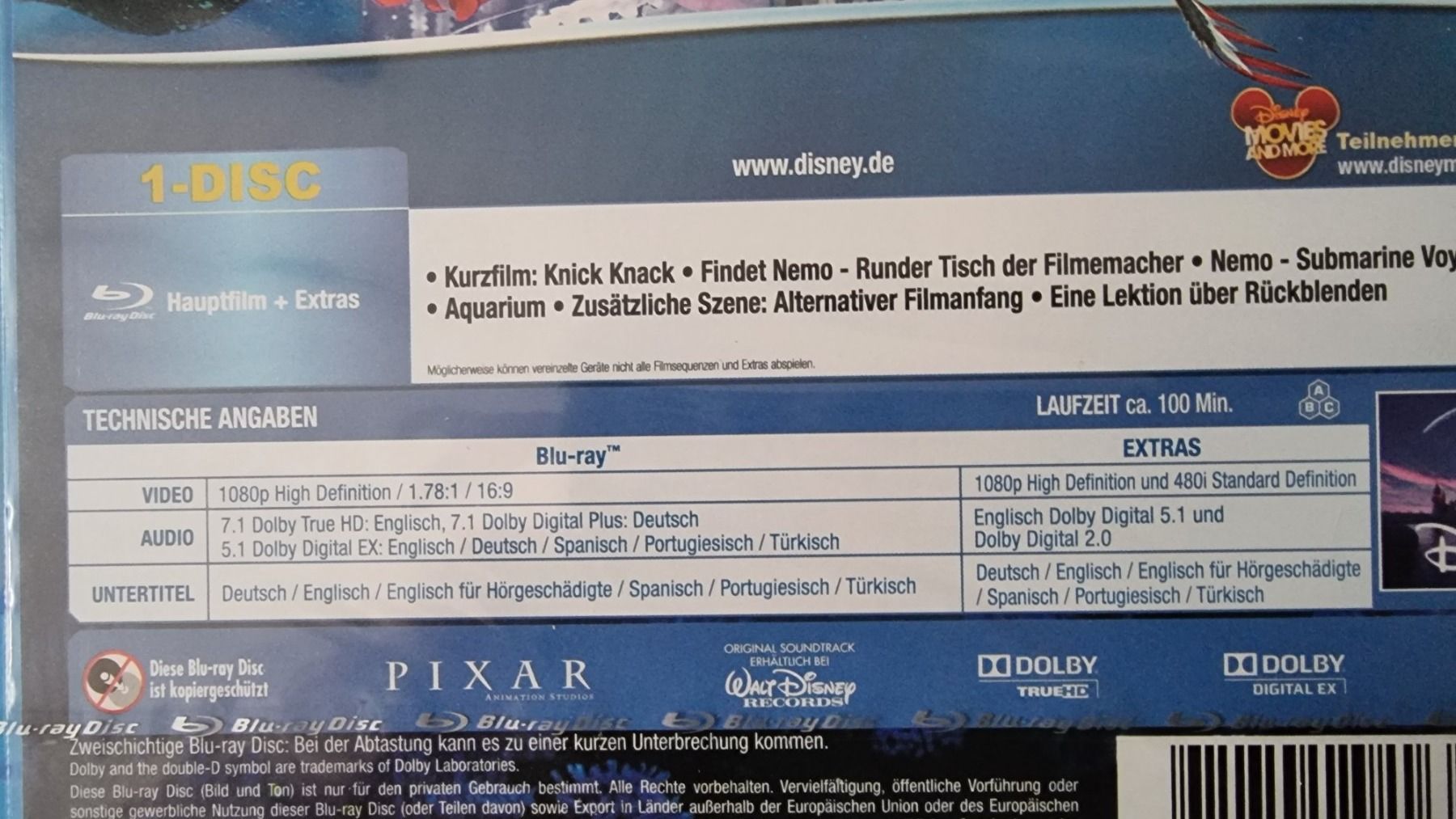 Tutti i DVDs: Blu Ray  Findet Nemo Disney OVP – Nuovo e nell'imballaggio originale da Oetwil am See venduto da fineli2 1