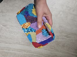 Bunte Perlen Clutch/Handtasche mit Kette für die Sommerparty