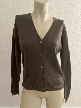 Allude Strickjacke Strass Herz Glitzer Gr. S Baumwolle Khaki