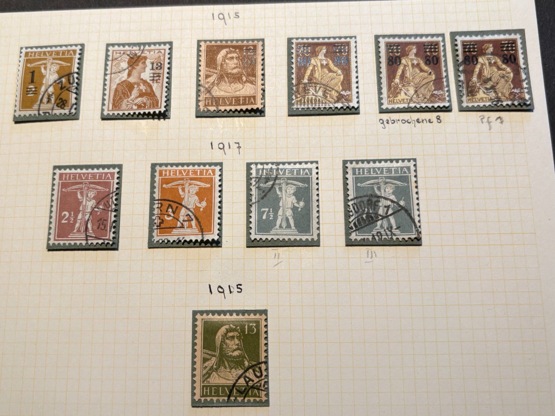 Tutti i francobolli: LOT SCHWEIZER BRIEFMARKEN 1915-1918 – Usato da Ostermundigen venduto da Heavenmaus75 1