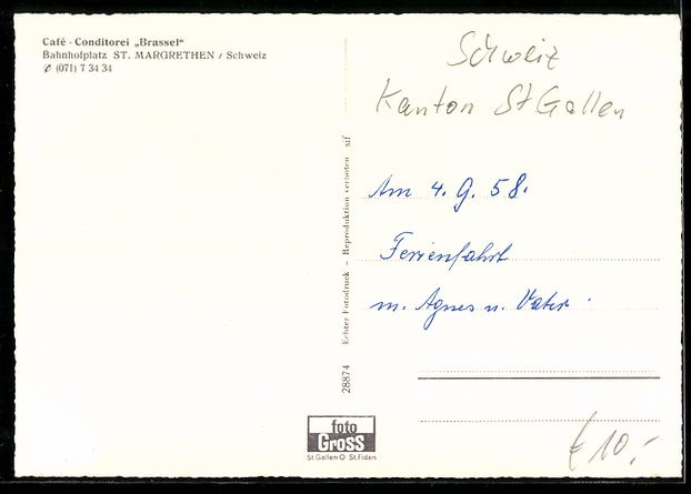Cartoline postali: St. Margrethen, Bahnhofplatz mit Café-C – Usato da Berlin venduto da bartko-reher 1