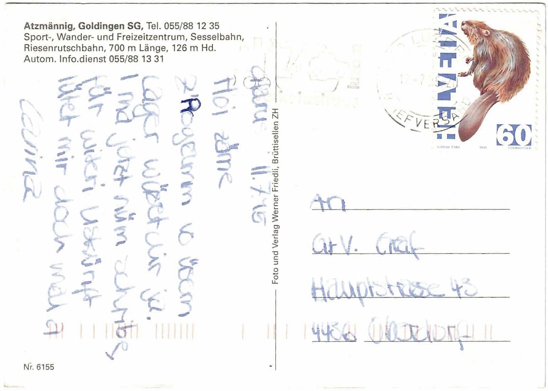 Cartoline postali: ATZMÄNNIG - Goldingen (SG) – Usato da Oberdorf BL venduto da Hopfehuepfer 1