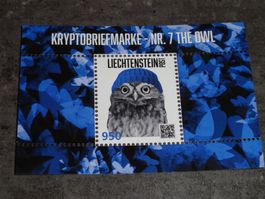 CRYPTO Stamp Nr 7 OWL EULE LiechtensteinischePost REGENBOGEN