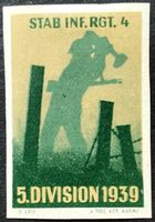 Soldatenmarke 2.WK, Stab Infantrie Rgt 4, gesch, Wi Inf 61-2