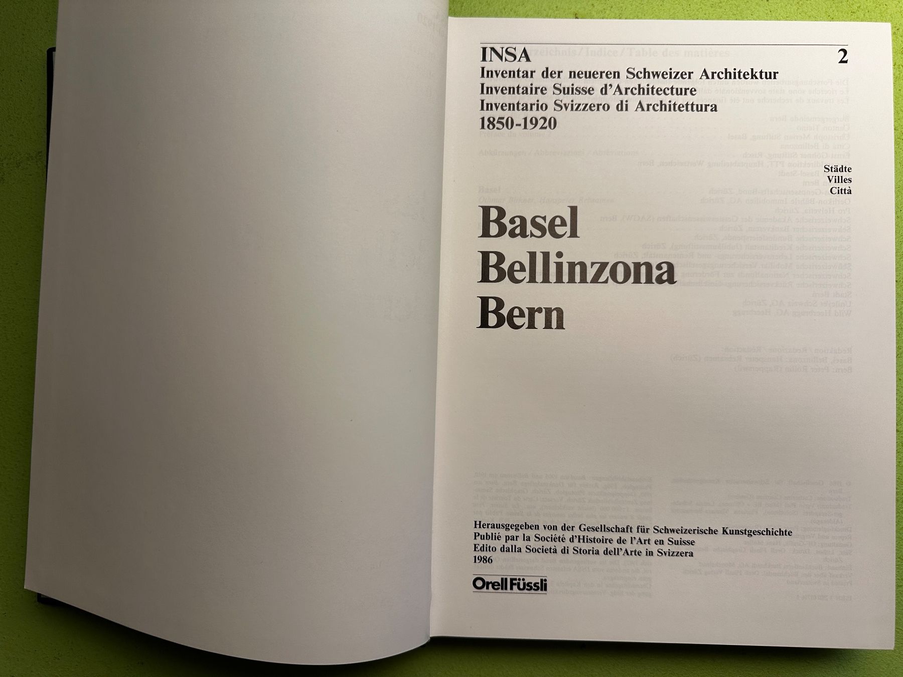 Libri: INSA 2: Basel, Bellinzona, Bern – Usato da Zürich venduto da allp 1