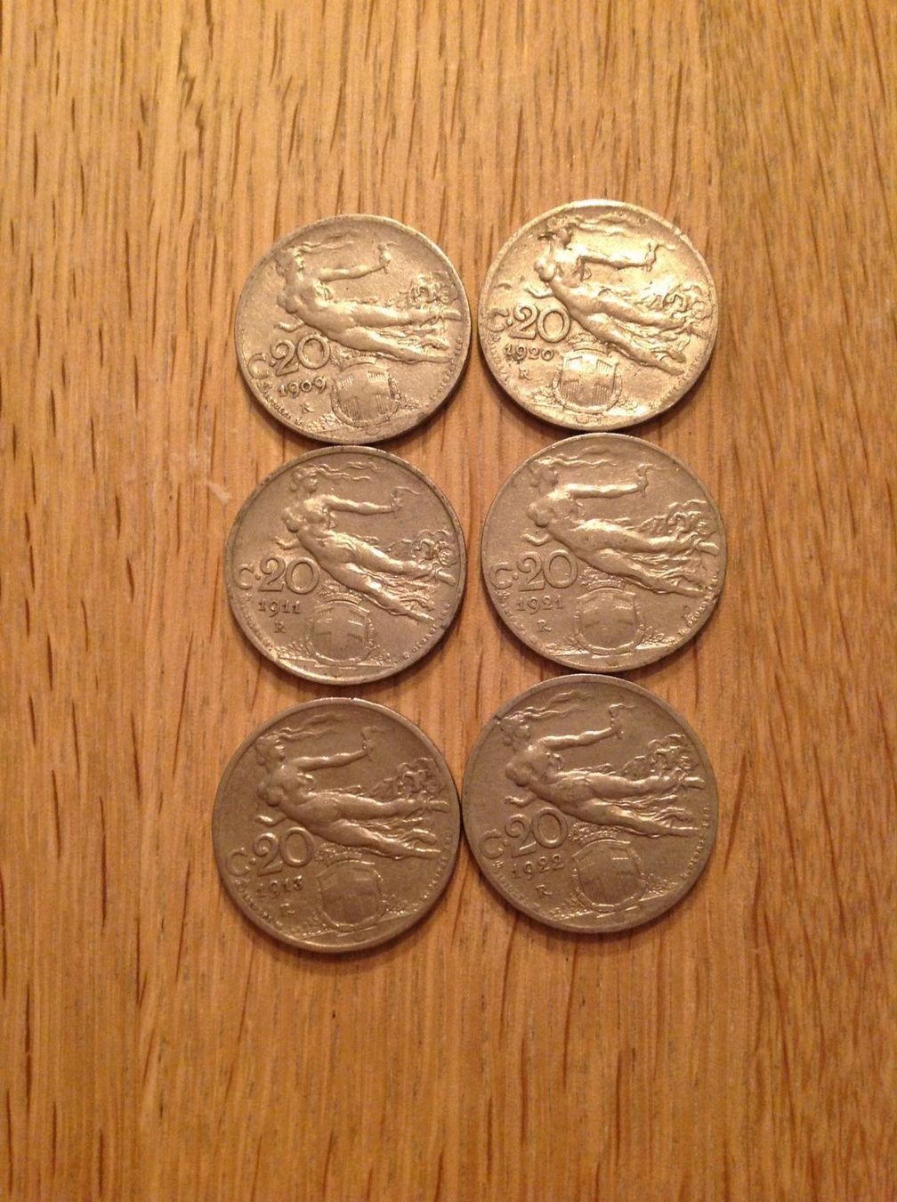 Alle Münzen: 6 pièces de 20 centimes d'Italie – Gebraucht aus Villars-sur-Glâne von Graca03 2