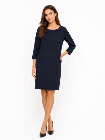 Comma Kleid blau Gr. 36 gerippt 3/4 Arm gerade