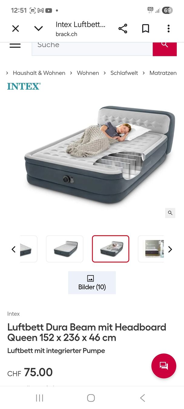 Letti: Luftbett /  Gästebett 1.52 x  2.36 x46 – Nuovo (secondo la descrizione) da Buochs venduto da ed.ko 2