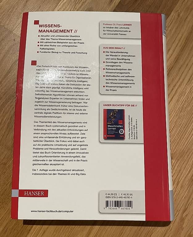 Libri: Wissensmanagement, 7. Auflage – Usato da Wila venduto da pat_24 1