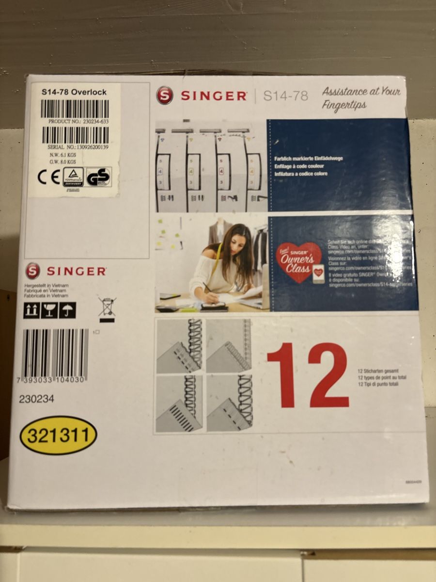 Singer Macchine da cucire: Singer S14-78 Overlock Machine 12 Stitches New – Nuovo e nell'imballaggio originale da steinhausen venduto da pat_nc2x 2