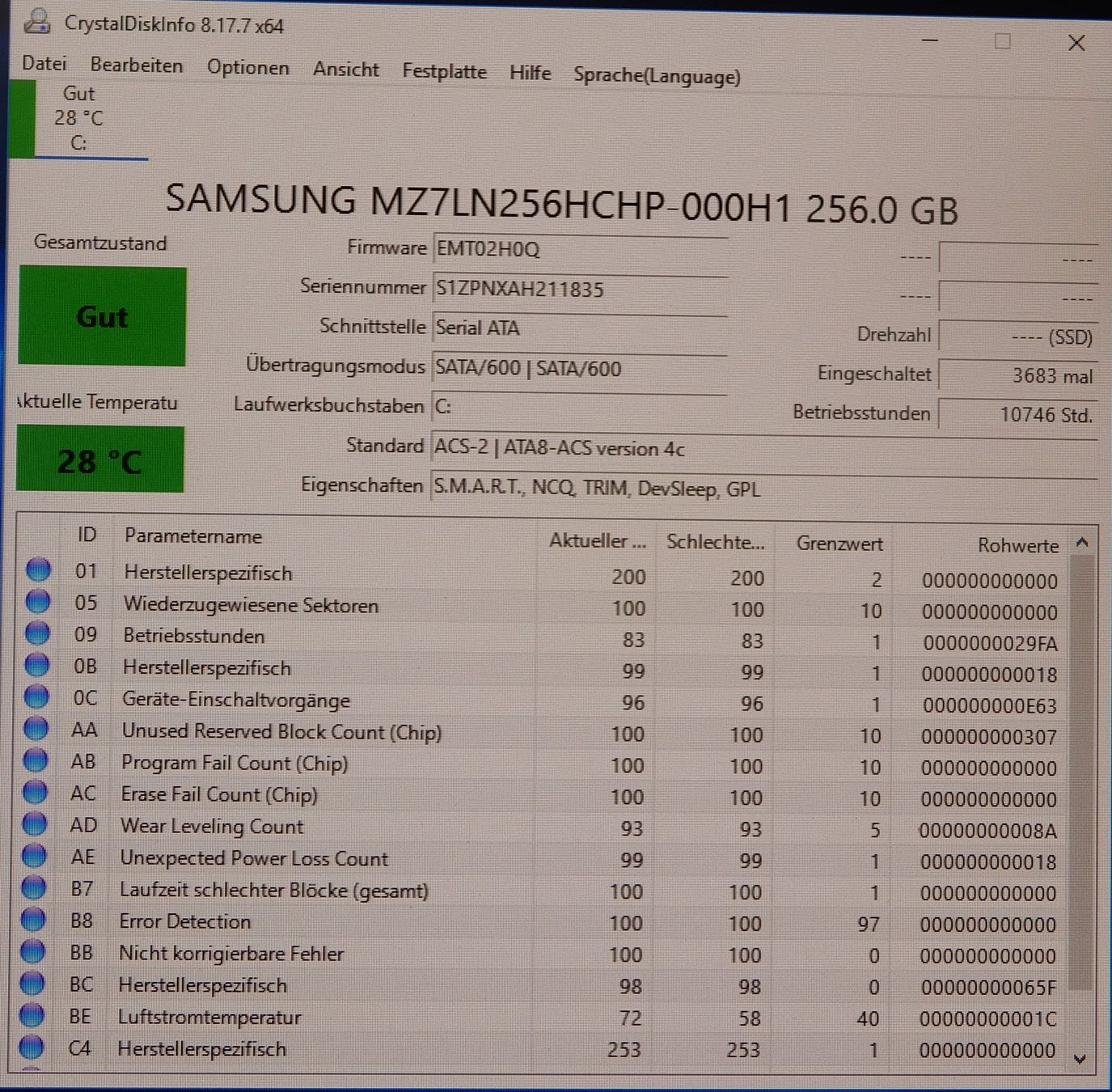 Samsung Dischi rigidi: Samsung PM871 256 GB SSD – Usato da Bern venduto da compischop 1