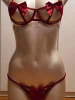Red bed set, lingerie romantique, Regalo d'amore, Love slip