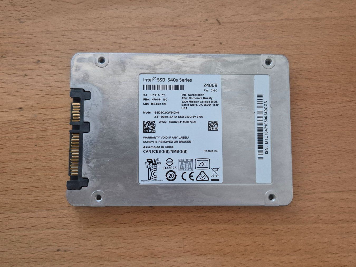 Intel Dischi rigidi: Intel SSD 540 Series, 240GB - occasion! – Usato da Tramelan venduto da Fabb 1