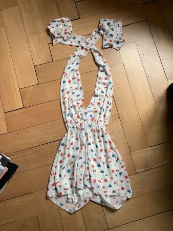 Jumpsuit weiss mit Früchten - XS