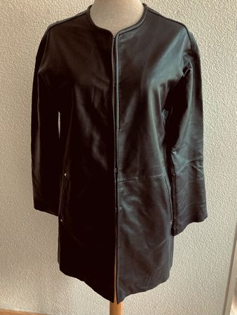 Uterqüe Ledermantel Long Jacke Schwarz Echt Leder 36/38 M