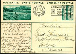 1932_GS-Bildpostkarte "Montana"; von Bern 1 nach Erlach (BE)
