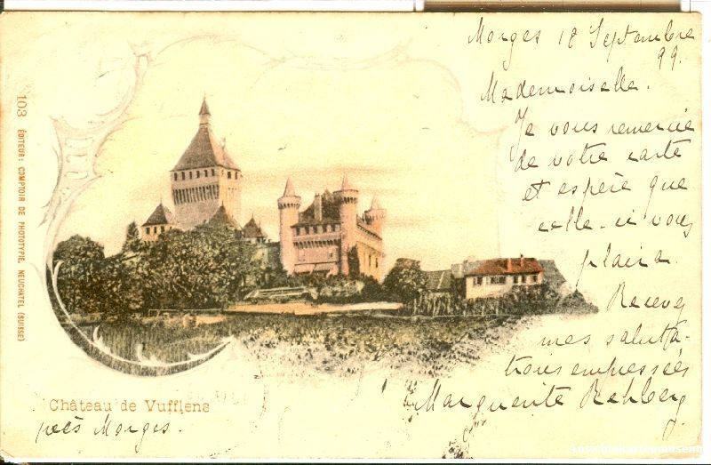 Cartoline postali: Vufflens - Château de Vufflens 1899 – Usato da Emmenbrücke venduto da teestube