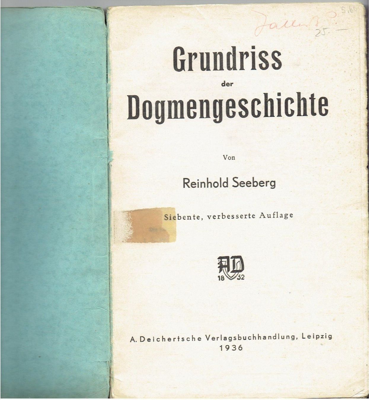 Livres: Grundriss der Dogmengeschichte, 1936 – D'occasion à Flims - Dorf par Stagediver 1