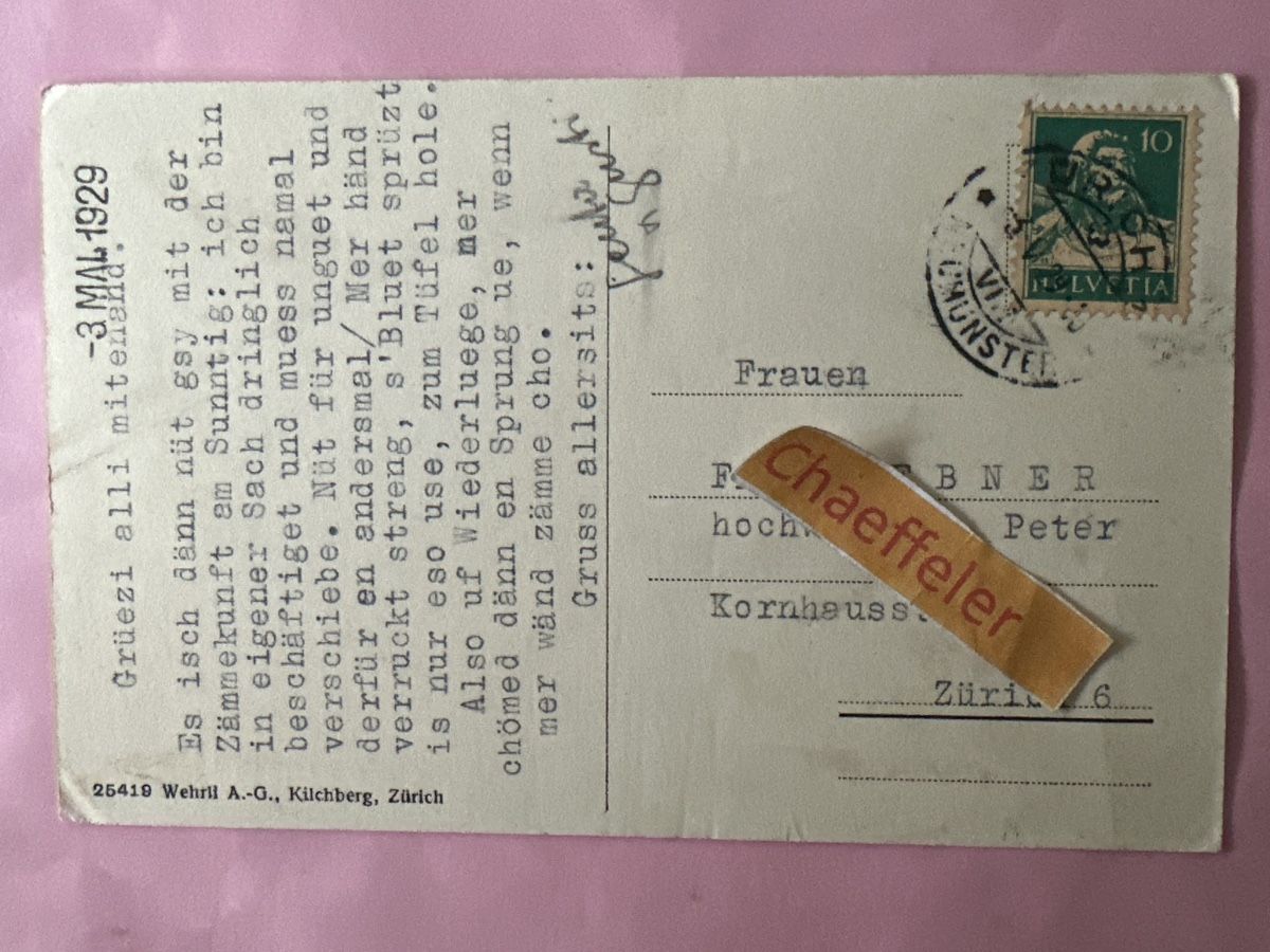 Ansichtskarten: 1929 Gsteig und das Oldenhorn – Gebraucht aus Zürich von Chaeffeler 1