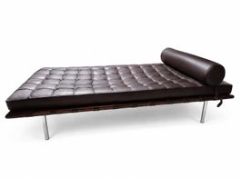Divan cuir marron design Mies van des Rohe