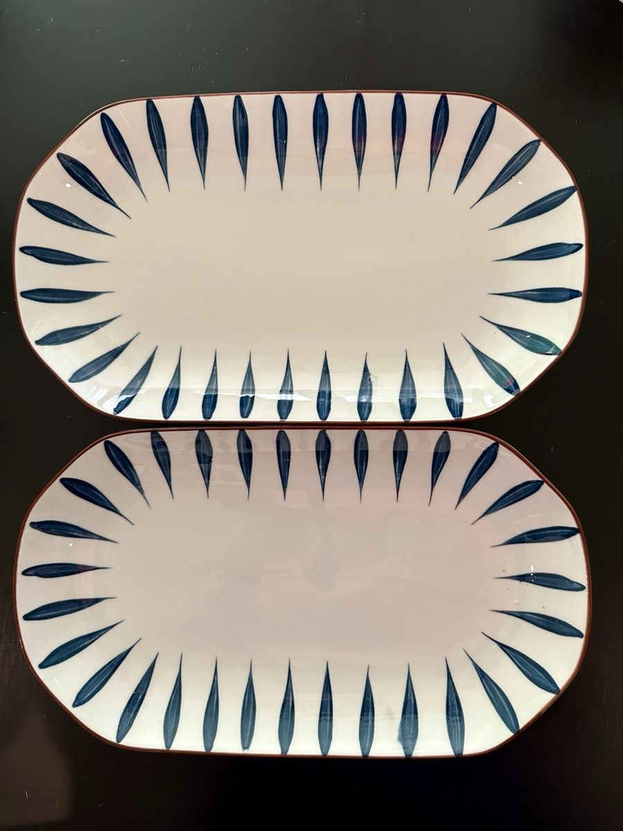 Geschirrsets: 2x Oval Serving Platters, Blue Leaf Pattern, Unique – Neu (gemäss Beschreibung) aus Gattikon von Sarahs_Schatzkammer