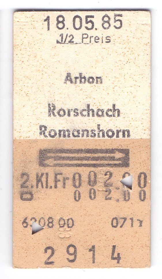 Biglietti: Billette Arbon – Rorschach - Romanshorn – Usato da Langenthal venduto da Sammlungs_aus