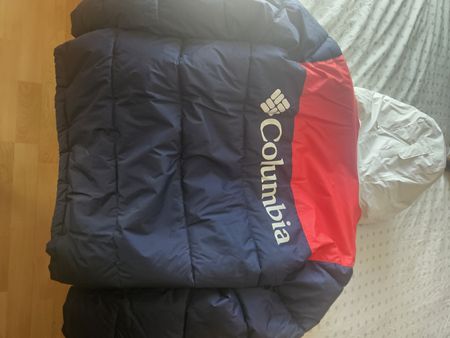 Columbia Winterjacke mit Kapuze blau rot Grösse L