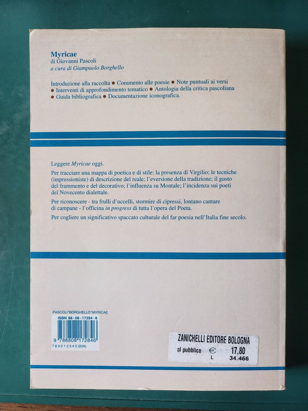 Libri: MYRICAE, G.Pascoli, ed Zanichelli, 2001 – Nuovo (secondo la descrizione) da Dübendorf venduto da elisa.desio 2